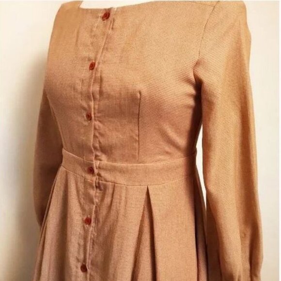 Vintage BOHO button down Shirt Dress Gingham Plaid Fit & Flare Day Dress - Picture 6 of 16